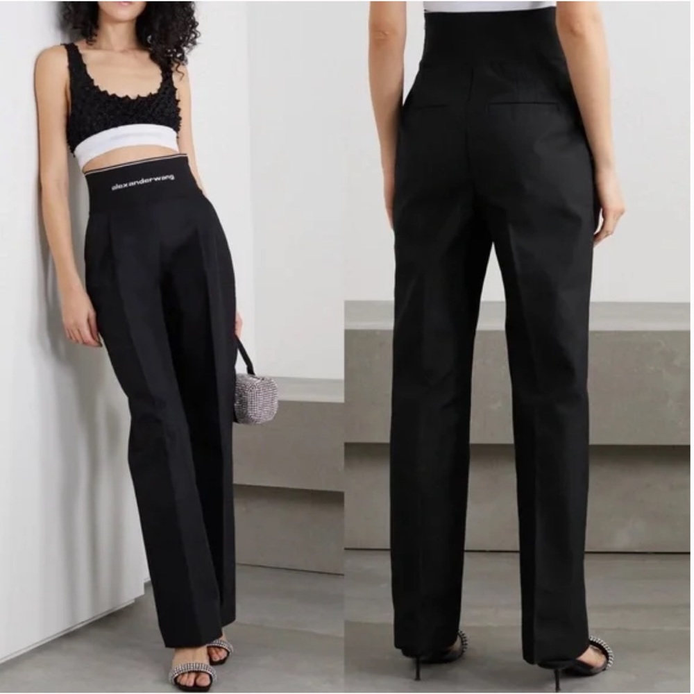 Alexander Wang WIDE LEG PANT WITH LOGO ELASTIC AND EXPOSED ZIP